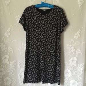 NWOT Old Navy Black Abstract Floral Leaf Knee Length Dress